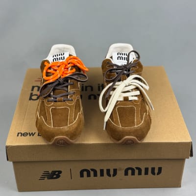 Miu Miu x New Balance 530 SL sneakers in a brown suede colorway — 3