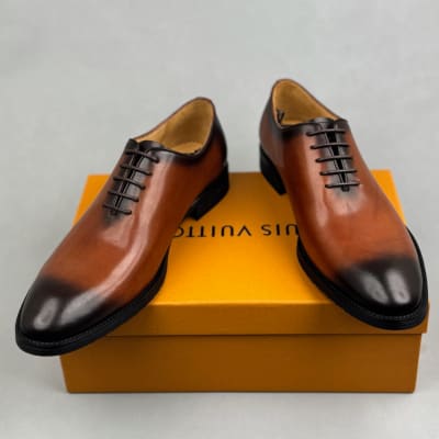 Lv men's brown leather dress shoes — 4