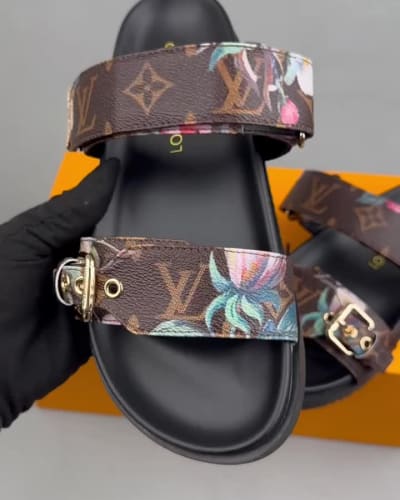 Louis Vuitton Bom Dia Comfort Mules with velcro and a gold-toned buckle — 5