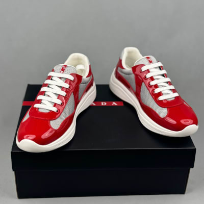 Prada America's Cup sneakers in red and grey patent leather — 4
