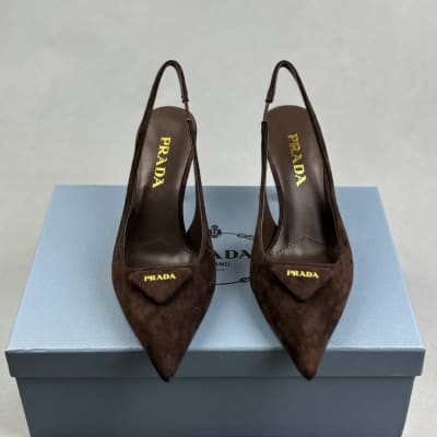 Prada slingback triangle-logo pumps — 3