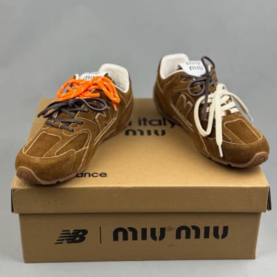 Miu Miu x New Balance 530 SL sneakers in a brown suede colorway — 4