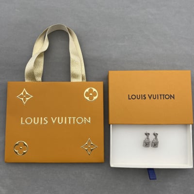 Louis Vuitton silver padlock dangle earrings