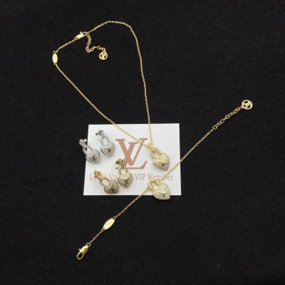 Louis Vuitton heart-shaped lock necklaces and earrings