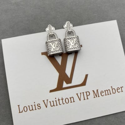 Louis Vuitton silver padlock dangle earrings — 4