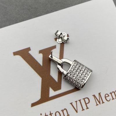 Louis Vuitton silver padlock dangle earrings — 6