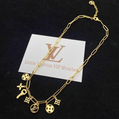 Louis Vuitton gold tone chain necklace and Bracelet — 3