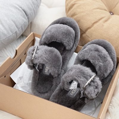 UGG Women's Oh Yeah is a fluffy sheepskin sandal — 6