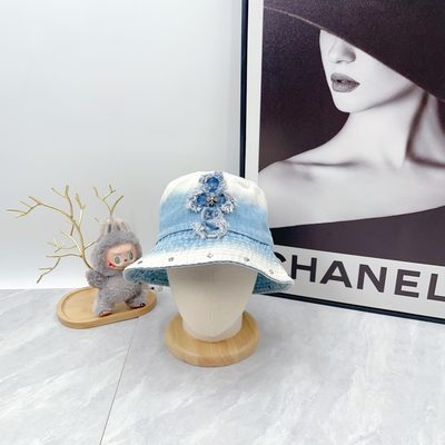 Chrome Hearts light-wash denim bucket hat
