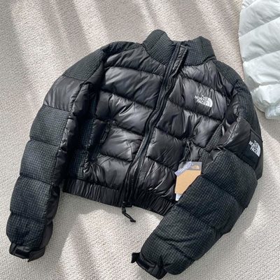 The North Face black cropped puffer jacket