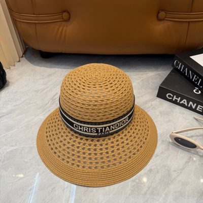 Dior D-Bobby Large Brim Straw Hat — 6