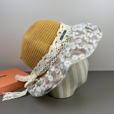 Miu Miu pink daisy lace sun hat — 7