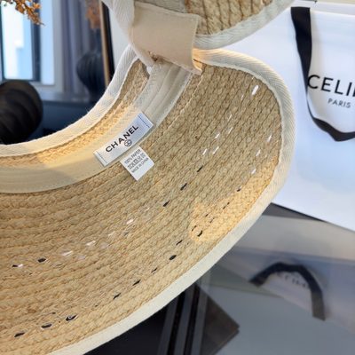 Chanel woven straw visor hat — 9