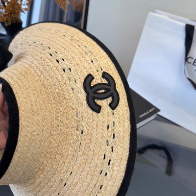 Chanel woven straw visor hat — 7