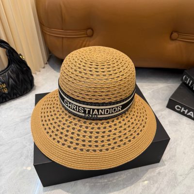 Dior D-Bobby Large Brim Straw Hat — 7