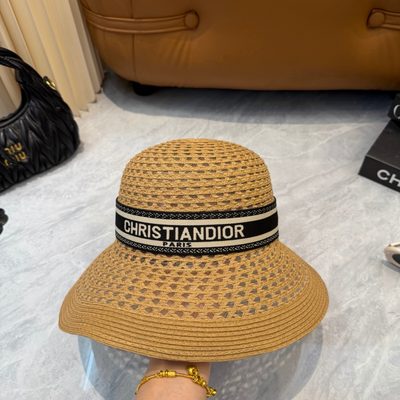Dior D-Bobby Large Brim Straw Hat — 5