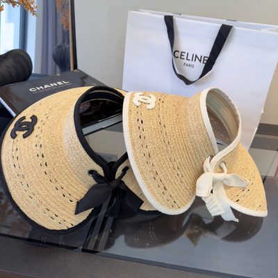 Chanel woven straw visor hat — 10