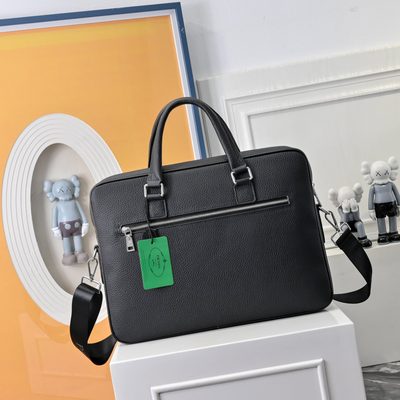 Prada black pebbled leather briefcase — 4