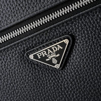 Prada black pebbled leather briefcase — 6