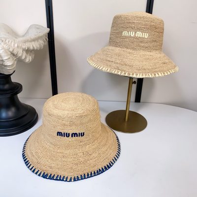 Miu Miu Natural Woven Fabric Hat