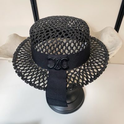 Celine Triomphe straw boater hat — 3