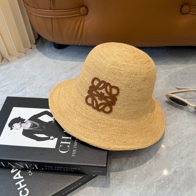 Loewe Anagram Raffia Bucket Hat — 6