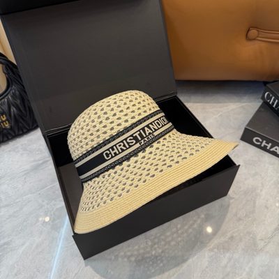 Dior D-Bobby Large Brim Straw Hat — 5