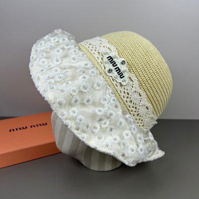Miu Miu pink daisy lace sun hat — 4