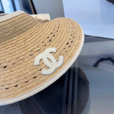Chanel woven straw visor hat — 6