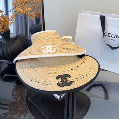Chanel woven straw visor hat — 11