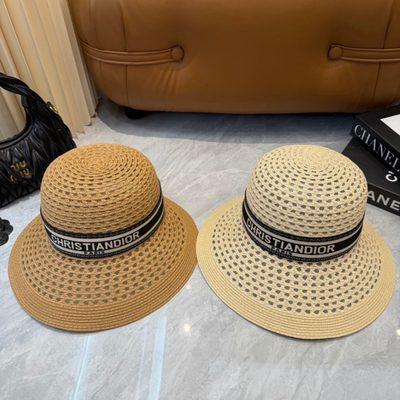 Dior D-Bobby Large Brim Straw Hat — 9