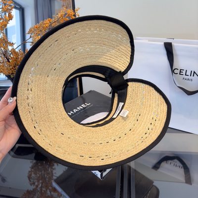Chanel woven straw visor hat — 8