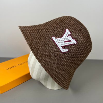 Louis Vuitton crochet-stitched brown bucket hat — 3