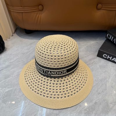 Dior D-Bobby Large Brim Straw Hat — 7