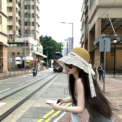 Miu Miu pink daisy lace sun hat