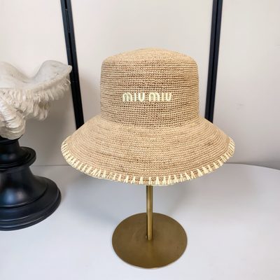 Miu Miu Natural Woven Fabric Hat — 7