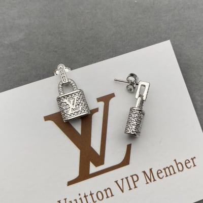 Louis Vuitton silver padlock dangle earrings — 5